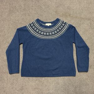 Seasalt Cornwall Buckshorn Jumper Womens 12 Merino Wool Fair Isle Sweater Blue